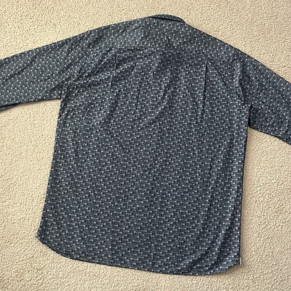 Visconti Black Mens Gray Pattern Long Sleeve Button Up Shirt Size 2XLT - Picture 6 of 6